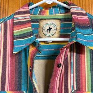 Fashion Expert Multicolor Striped Pearl Snap Down Shirt